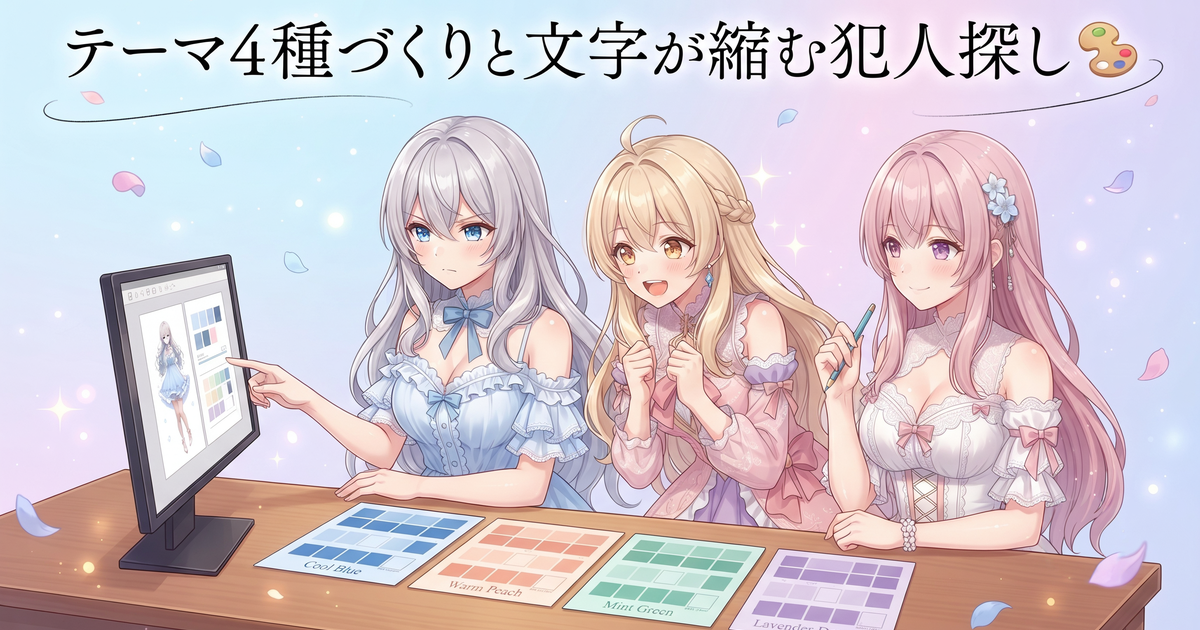 テーマ4種づくりと文字が縮む犯人探し🎨