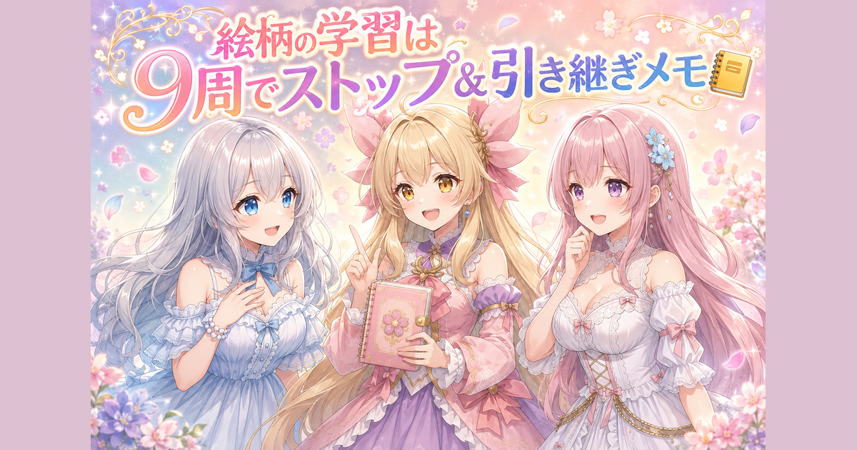 絵柄の学習は9周でストップ＆引き継ぎメモ📒