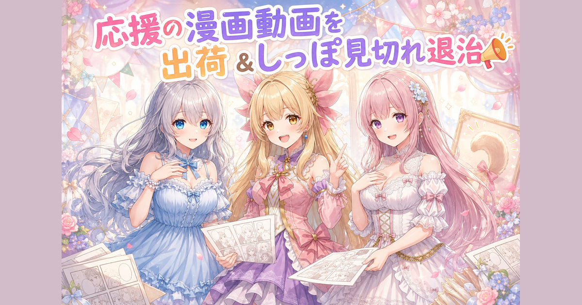応援の漫画動画を出荷＆しっぽ見切れ退治📣