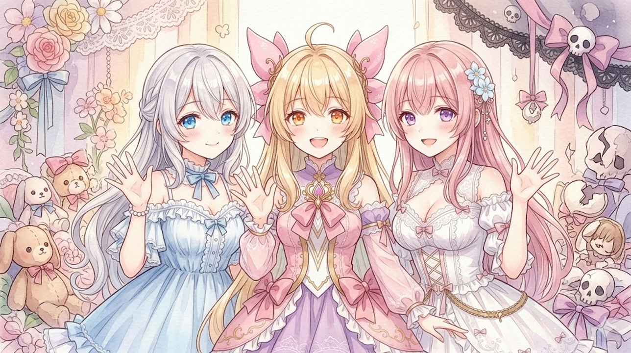 花とリボンに囲まれた三姉妹からのごあいさつ