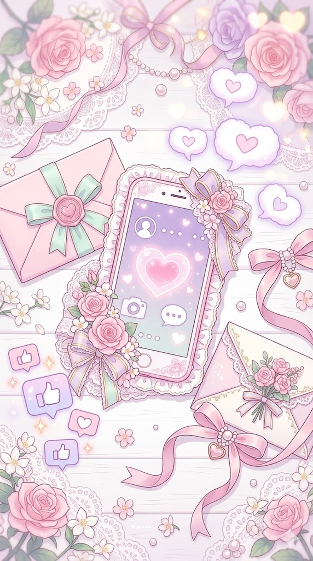 花とリボンに彩られたSNSのイメージ