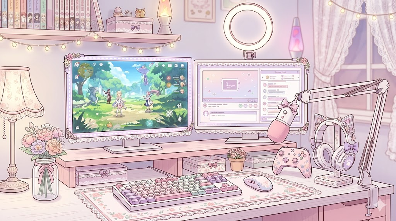ゲーム配信のデスク・機材イメージ